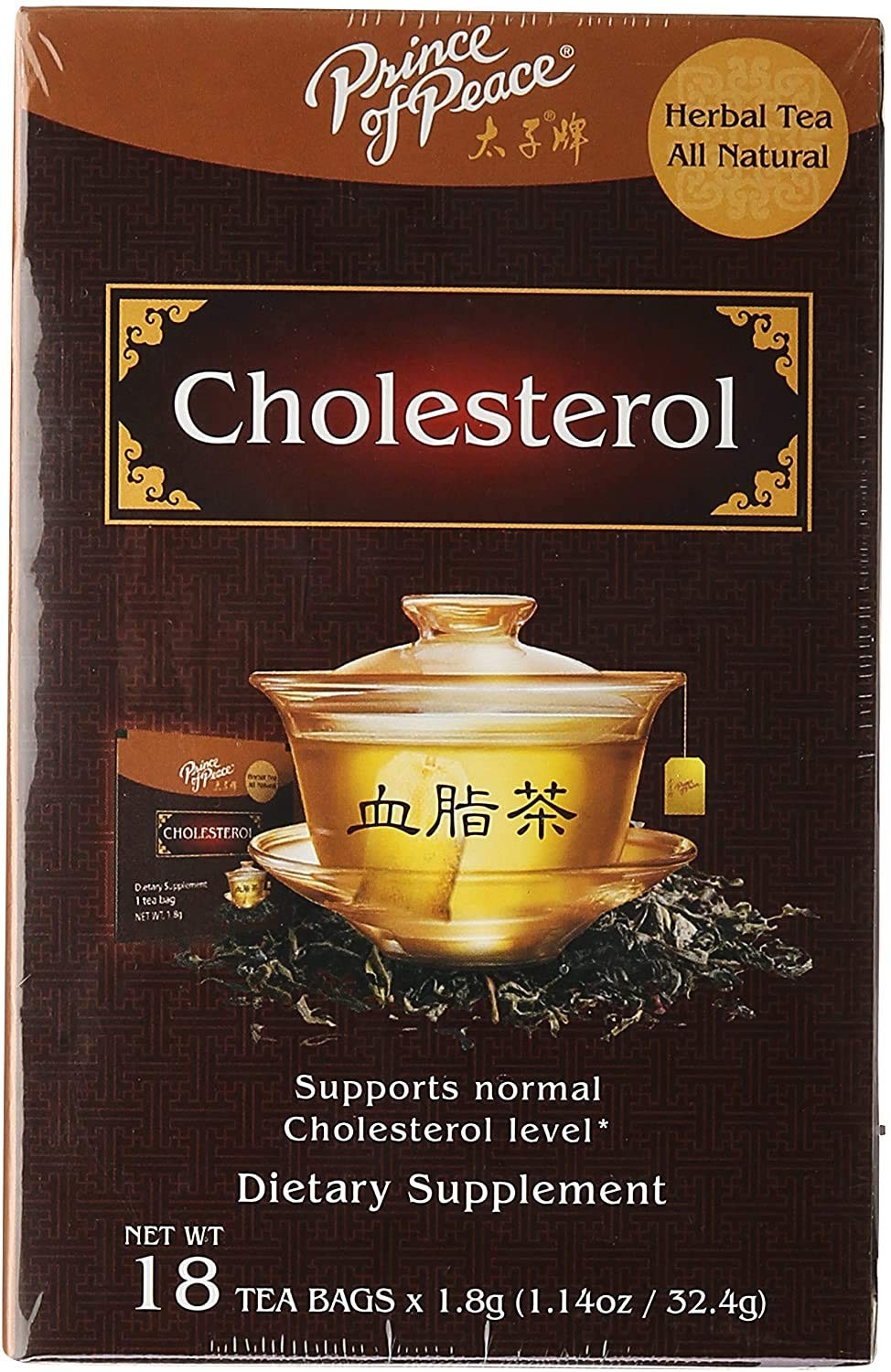 PRINCE OF PEACE Cholesterol Herbal Tea 18 Bag, 18 Count (Pack of 1), No Color
