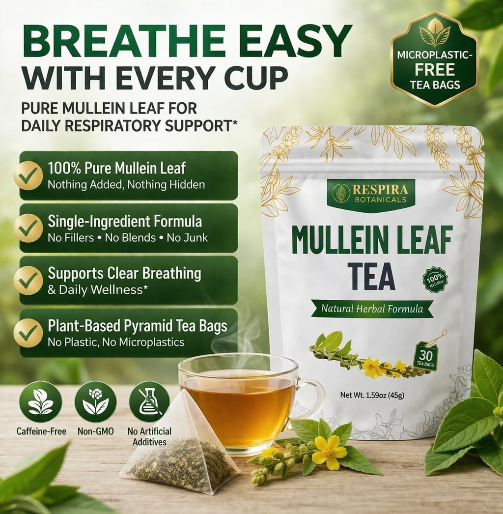 Respira Botanicals – Mullein Leaf Tea Bags for Lungs Cleanse and Respiratory Sup
