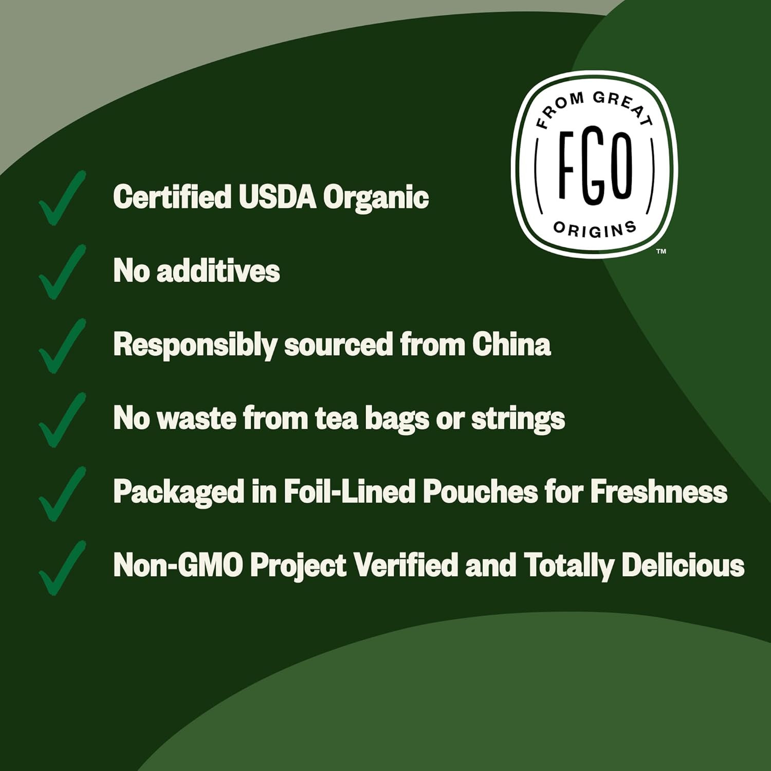 FGO Organic Gunpowder Green Loose Leaf Tea, Whole Leaf Bulk Resealable Bag, 16oz