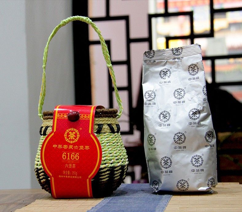 6166 Aged Wuzhou Dark Tea Liu Pao Hei Cha 250g Liu Bao Black in Basket