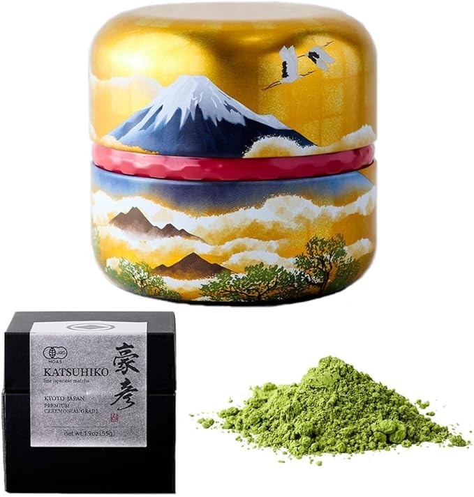 Premium Organic Matcha 55g Ceremonial Grade 20th Gen Master Mt.Fuji Tin Kyoto