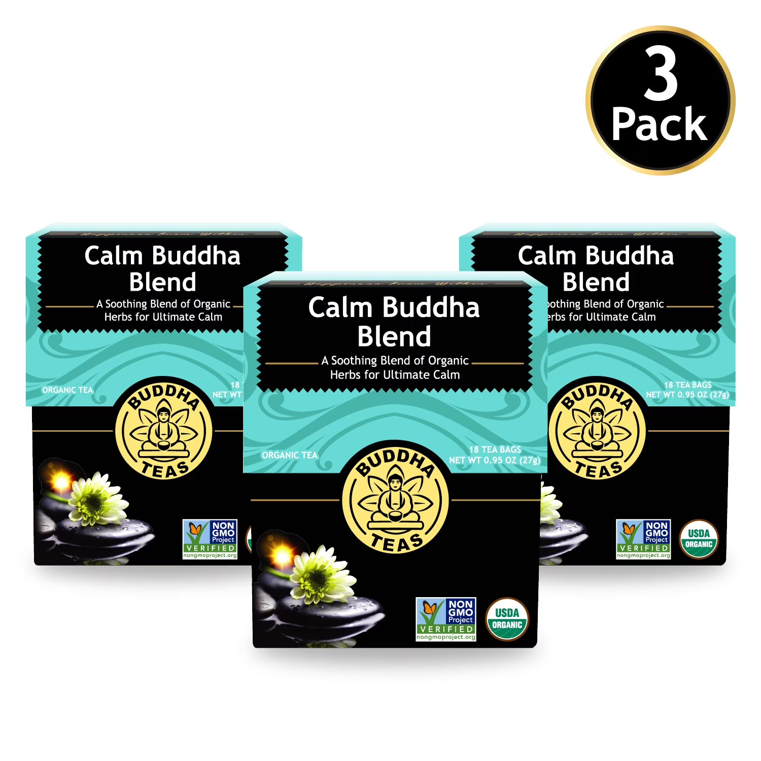 Buddha Teas Organic Calm Buddha Blend Tea 18 bags (3 PACK)