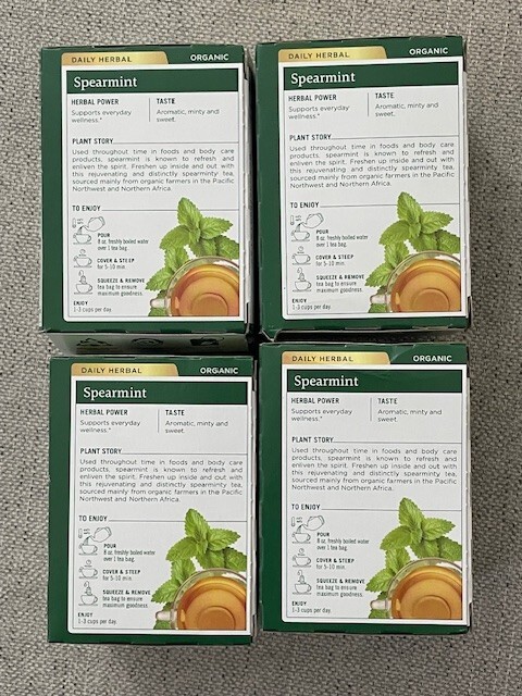 Traditional Medicinals Organic Spearmint Tea Bags *4 PACK***64 Wrapped Tea Bags*