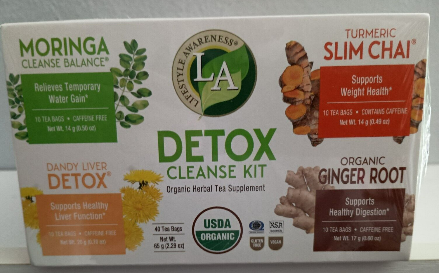 Lifestyle Awareness® Detox Cleanse Kit Organic Tea 40 Bags Healthy Lifestyle Tea