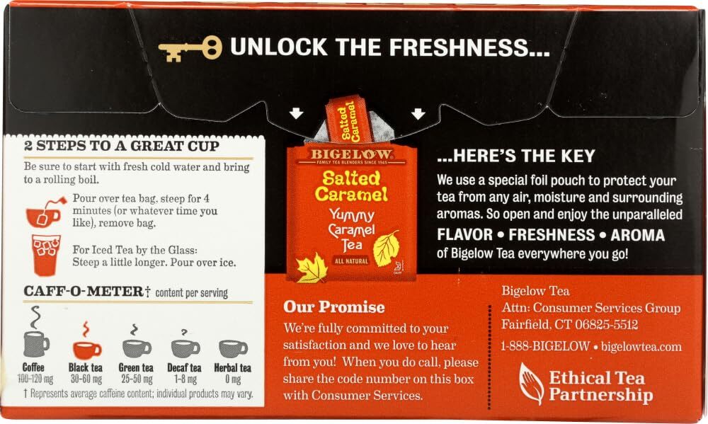 Bigelow Salted Caramel Tea 2 Packs 18 Teabags Each Total 36 Teabags