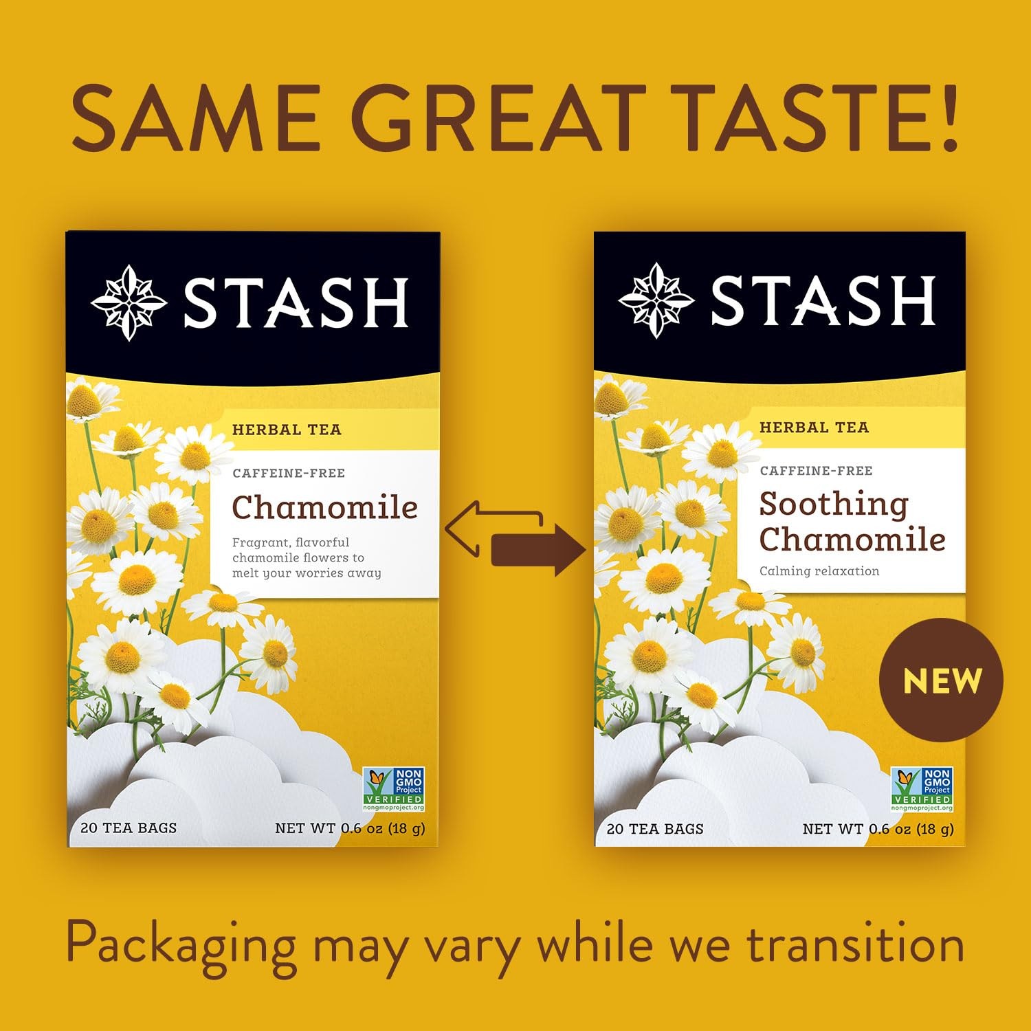 Stash Chamomile Herbal Tea 20 Count Pack of 6 Caffeine Free 120 Tea Bags
