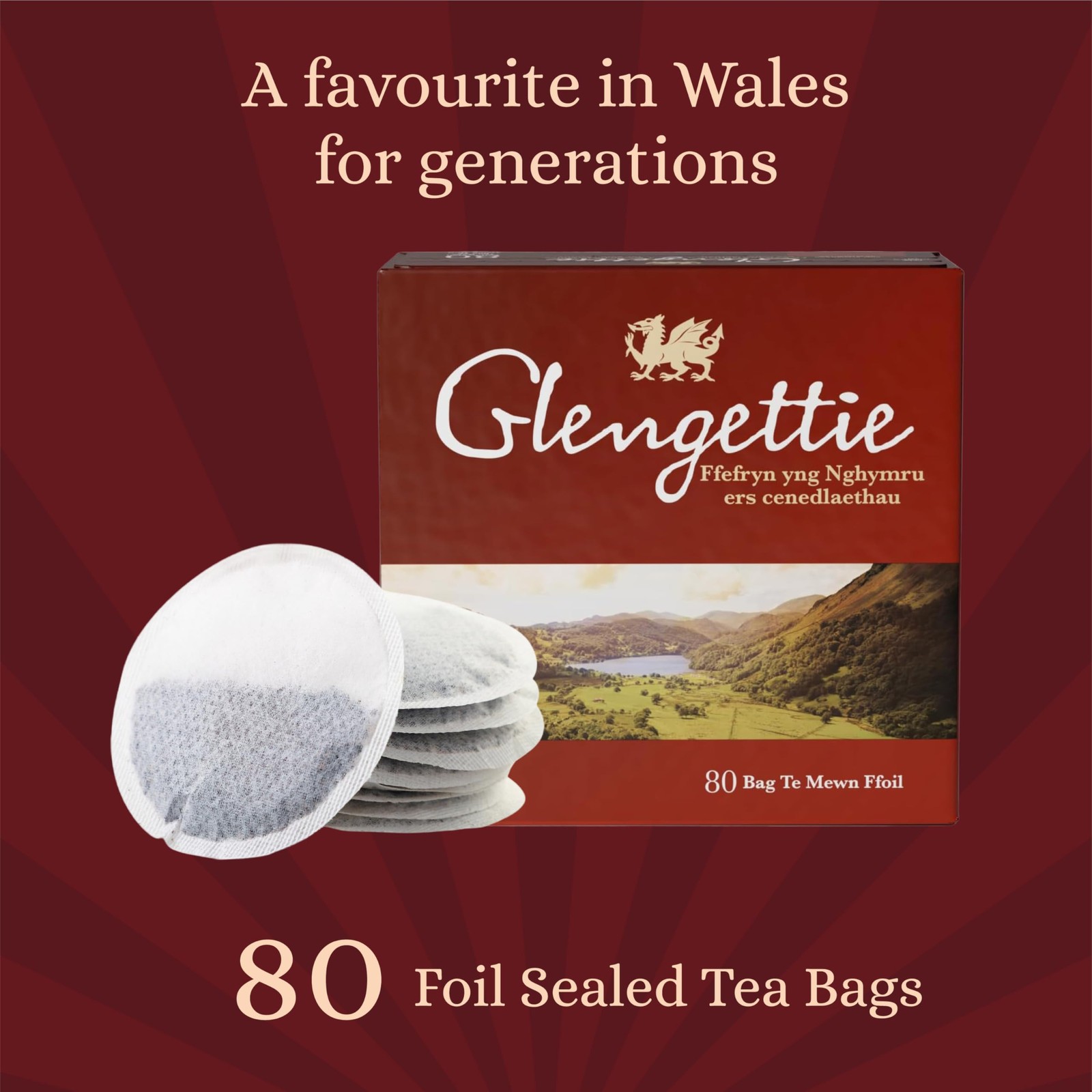 Glengettie Foil Tea Bags 80 Count Box 250g