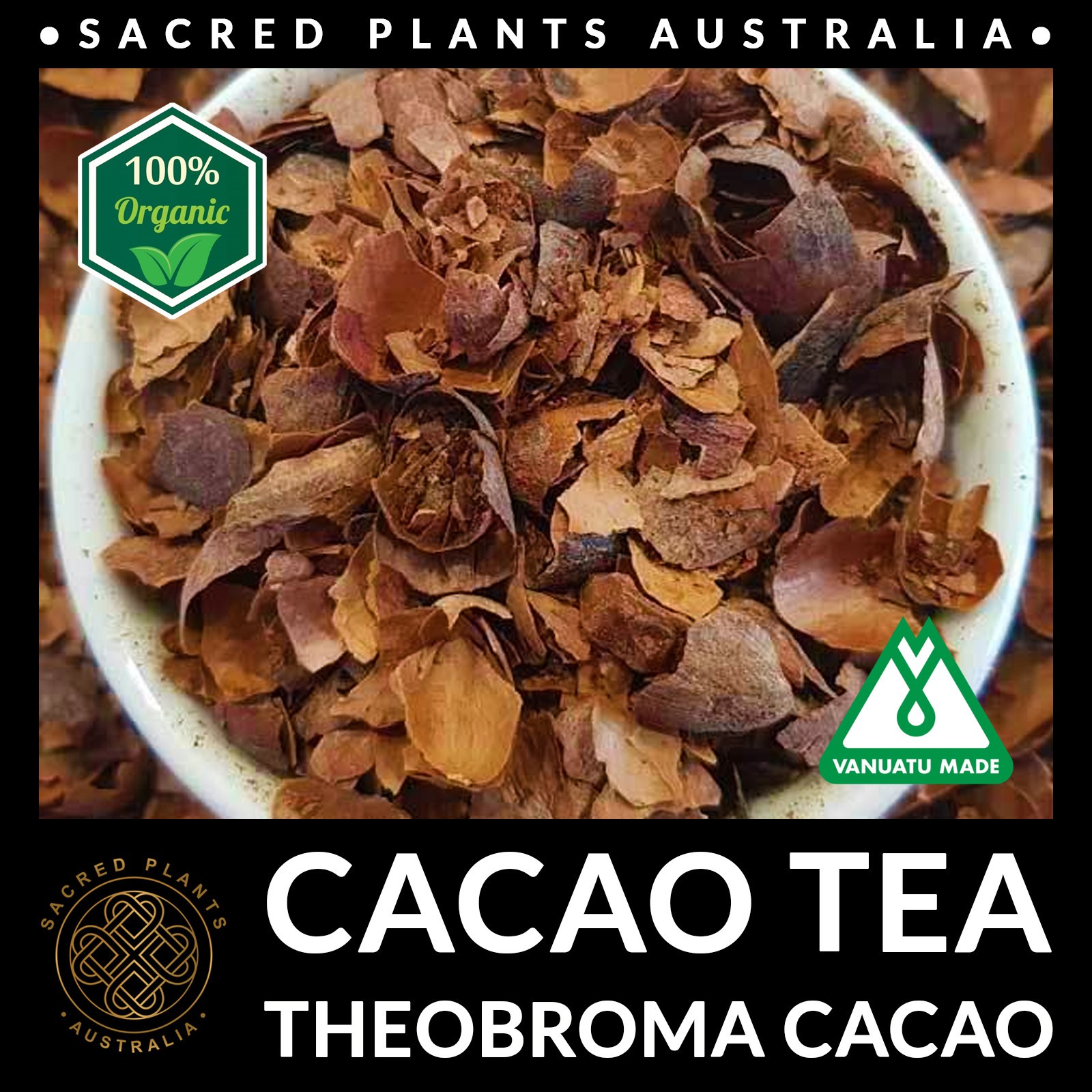CACAO TEA 25g Organic Theobroma cacao Husks Chocolate Tea Vanuatu Sacred Shaman