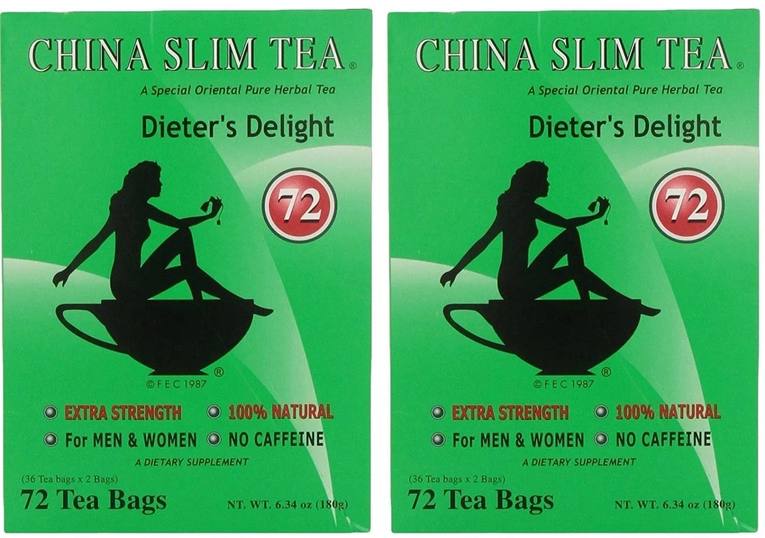 LOT OF 2x China Slim Tea Extra Strength – 72 Tea Bags. FREE US SHIPPING!