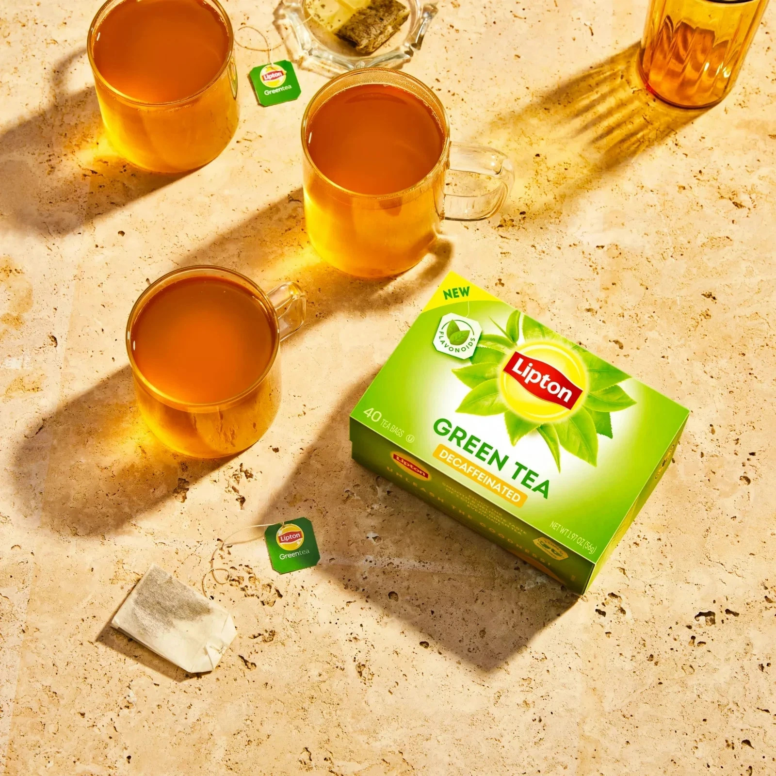 Lipton Green Tea, Decaffeinated, Tea Bags 40 Count Box