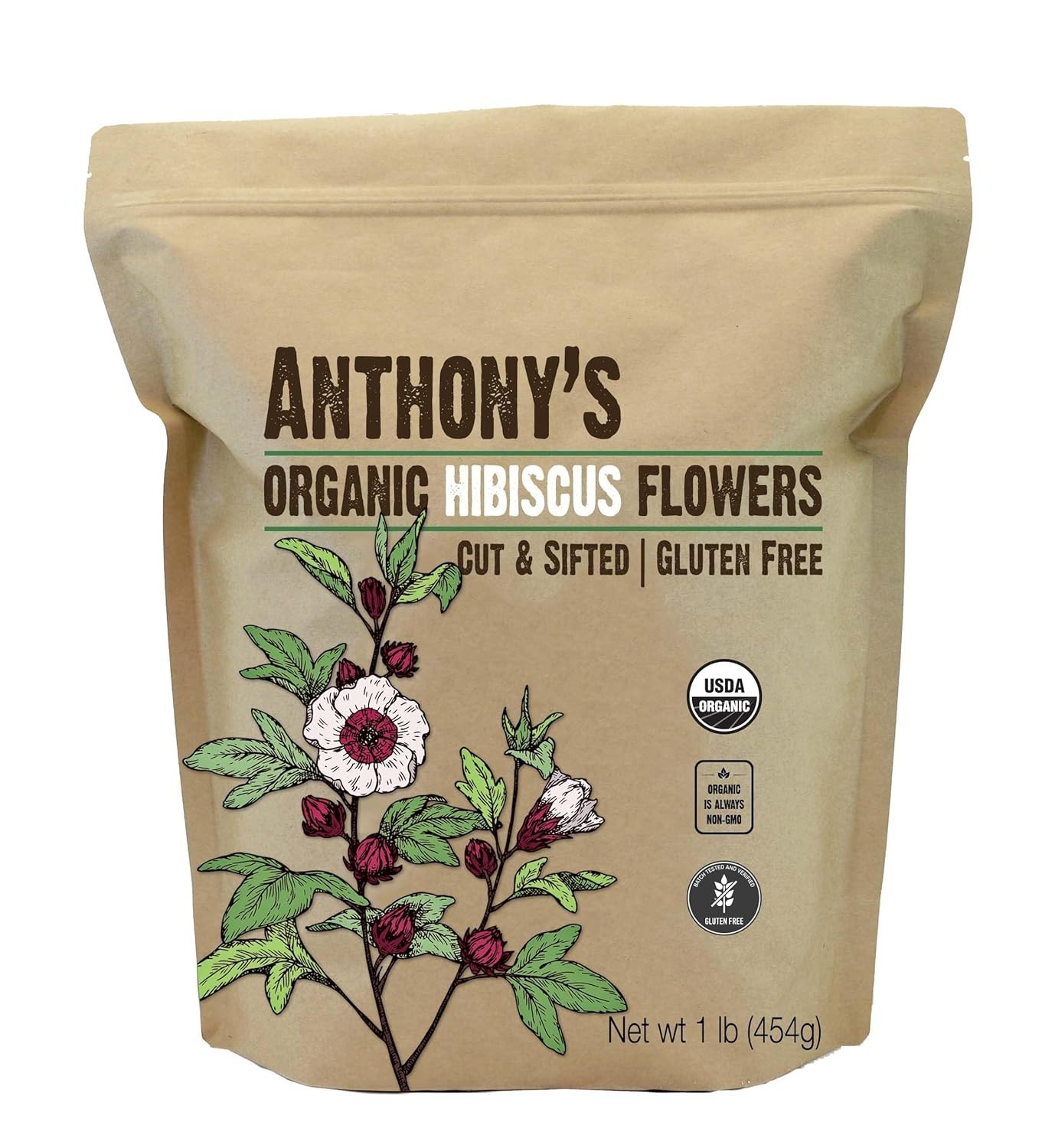 Cut & Sifted Hibiscus Flowers, 1 lb – Herbal Tea, Non GMO and Caffeine Free
