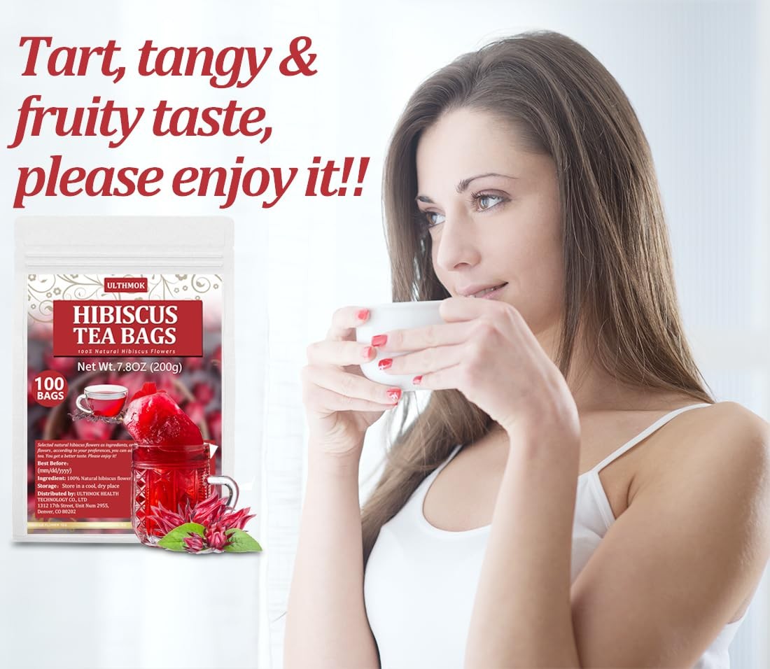 Premium Hibiscus Tea Bags,100 Bags/7.06 Oz,100% 100 Count (Pack of 1)