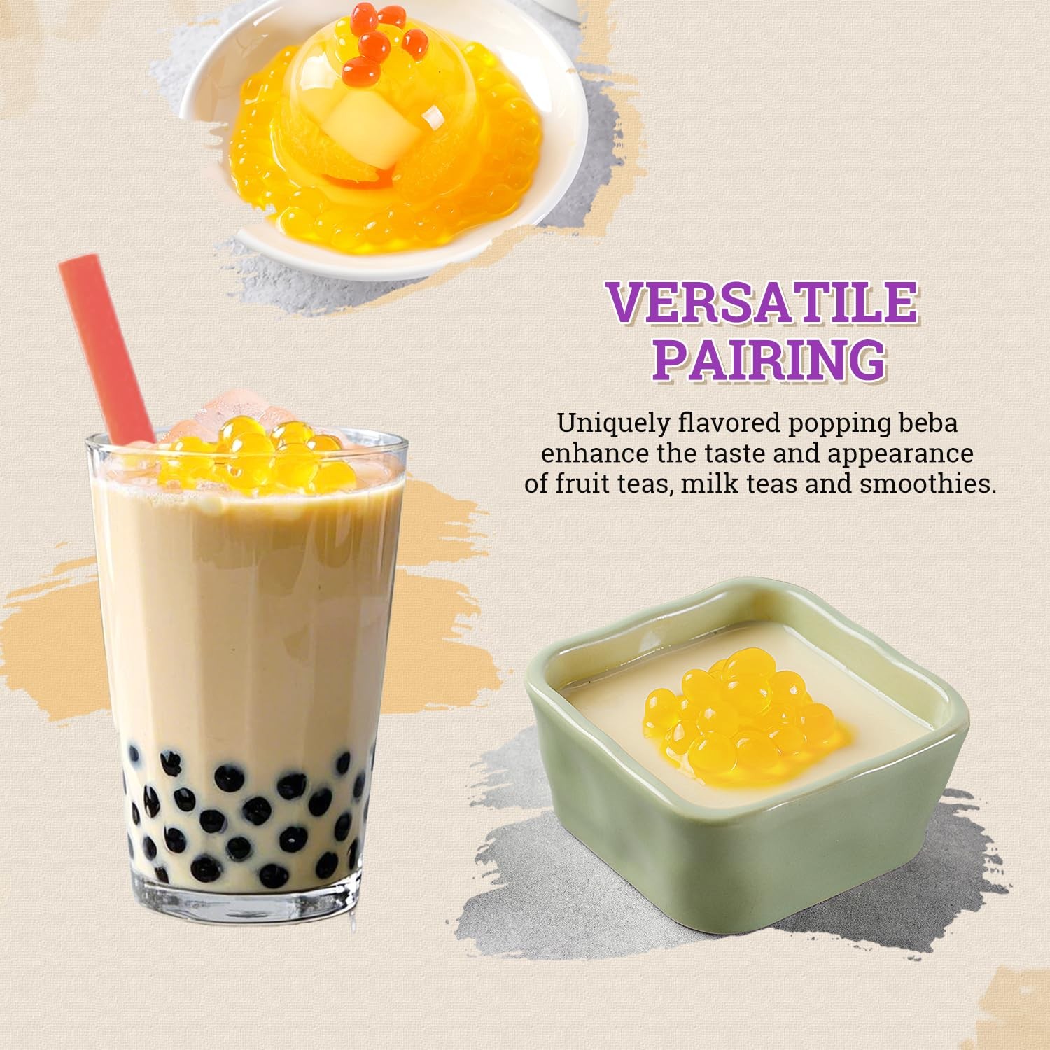 52USA Passion Fruit Popping Boba 500g, Popping Pearls for Bubble Tea, Beverag…