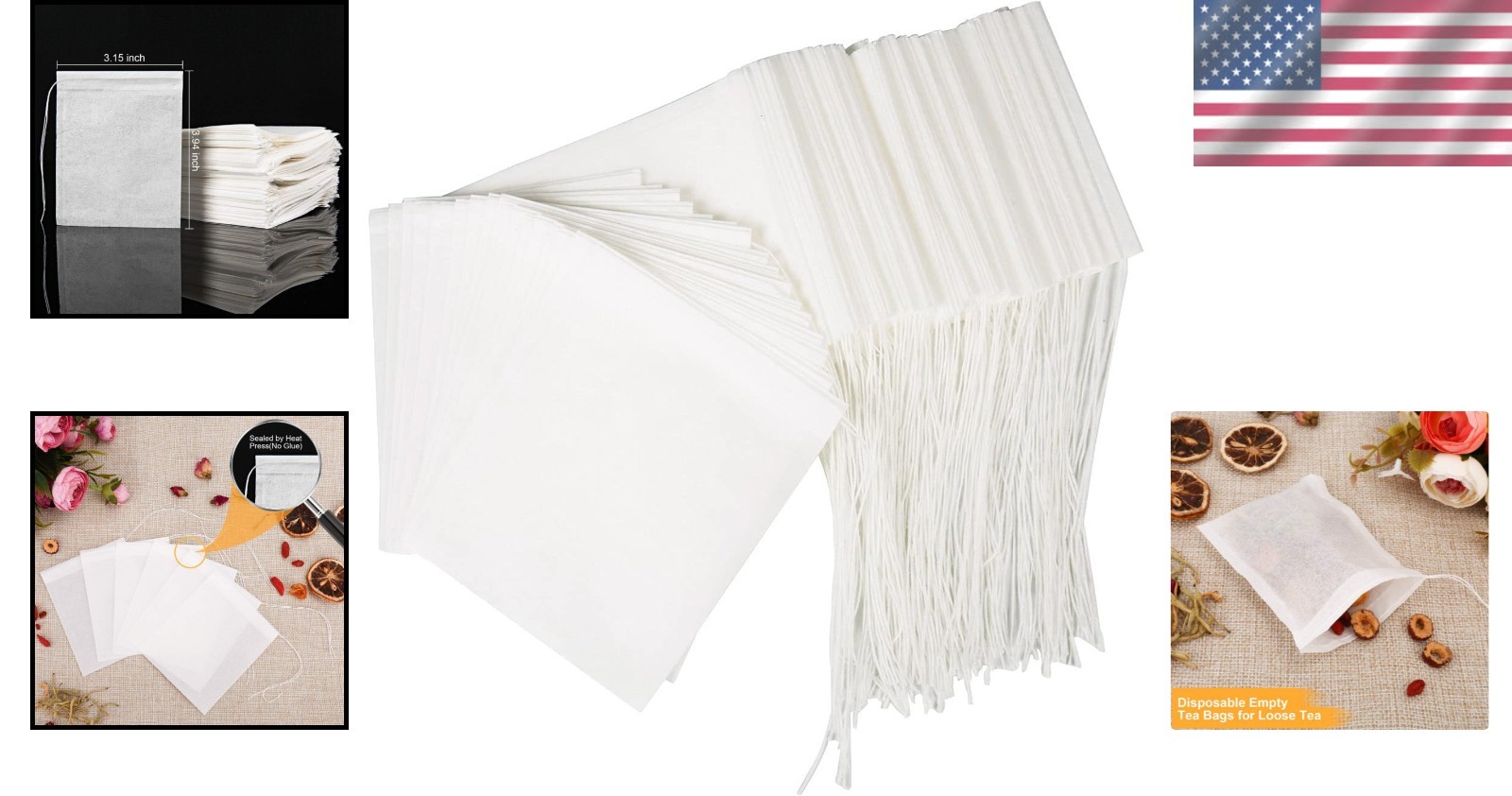 Convenient 100PCS Tea Filter Bags – Natural Material for Pure Loose Leaf Brewing