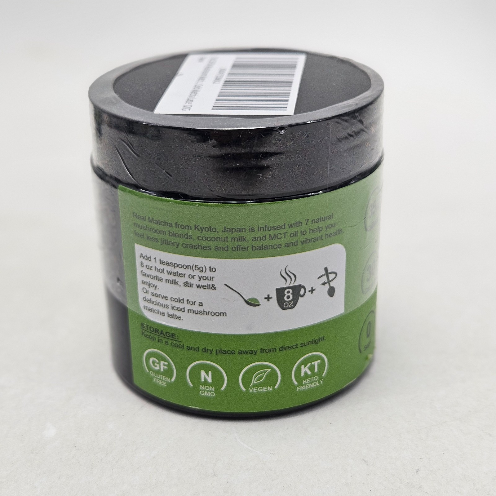 2 TALCUFON 7 Mushroom Japanese Matcha Hot or Cold Latte 4.23 Oz, 7 Superfood GF