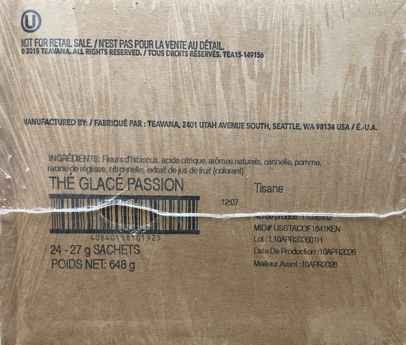 Starbucks Teavana Passion Iced Tea 24 x 0.95oz Filterbags 1.43lbs