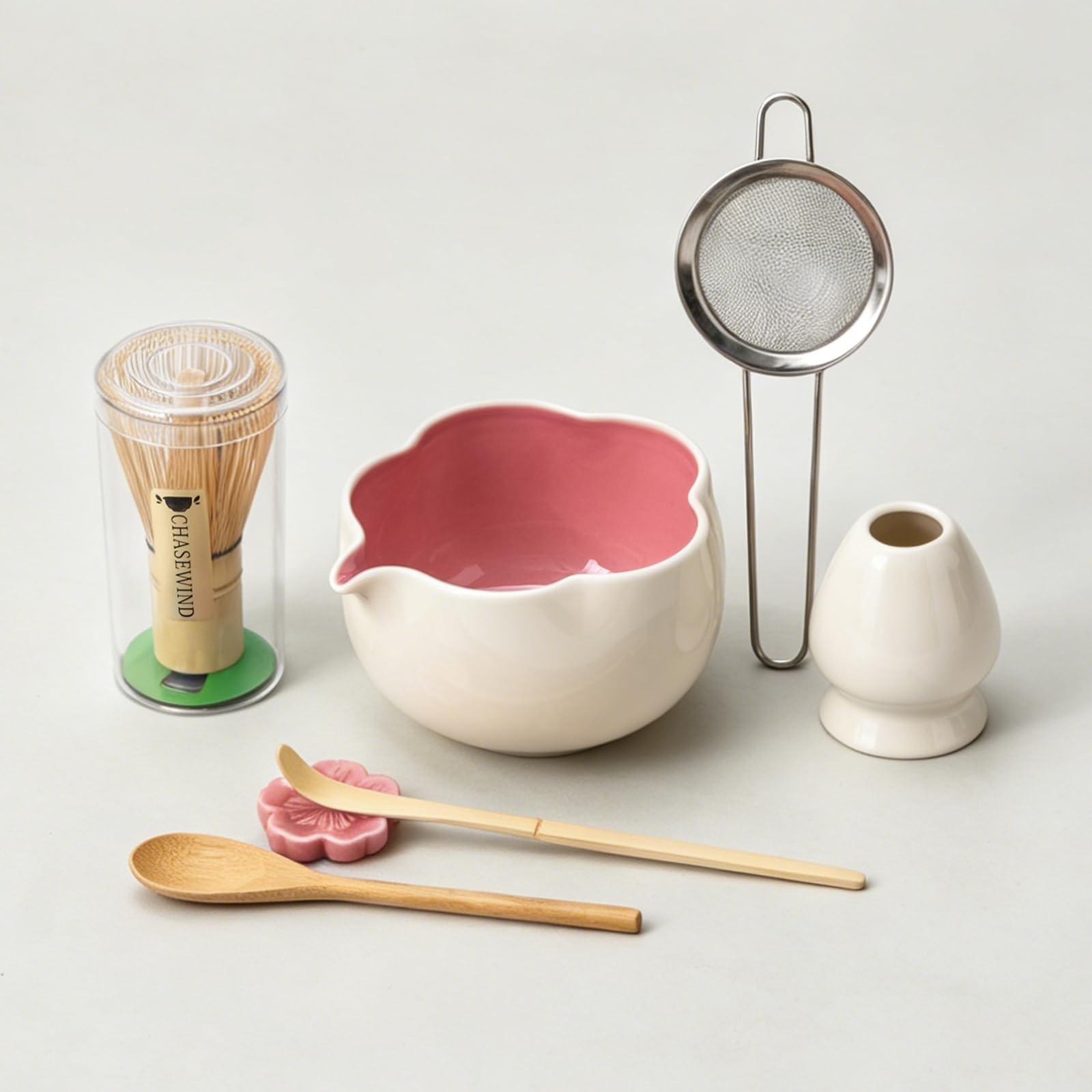 Matcha Set, 8Pcs Floral Ceramic Matcha Kit with Matcha Whisk, Holder, Scoop, …