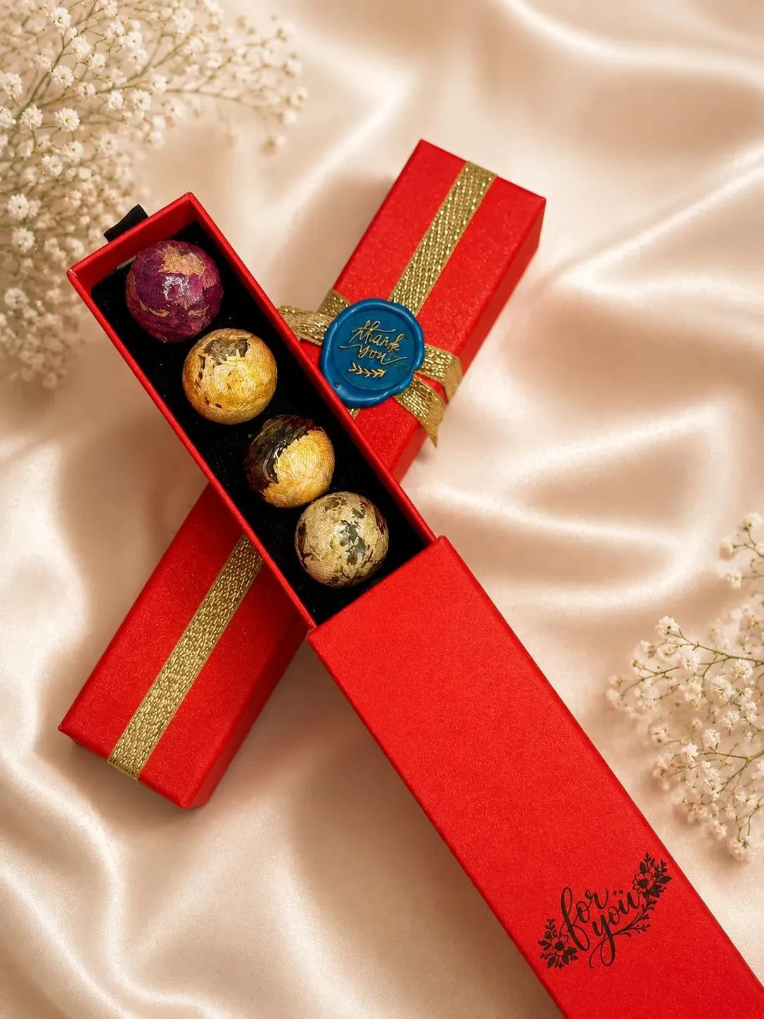 Handmade Blooming Flower Tea Balls Set Of 7 Assorted Flavors Unique Floral Gift