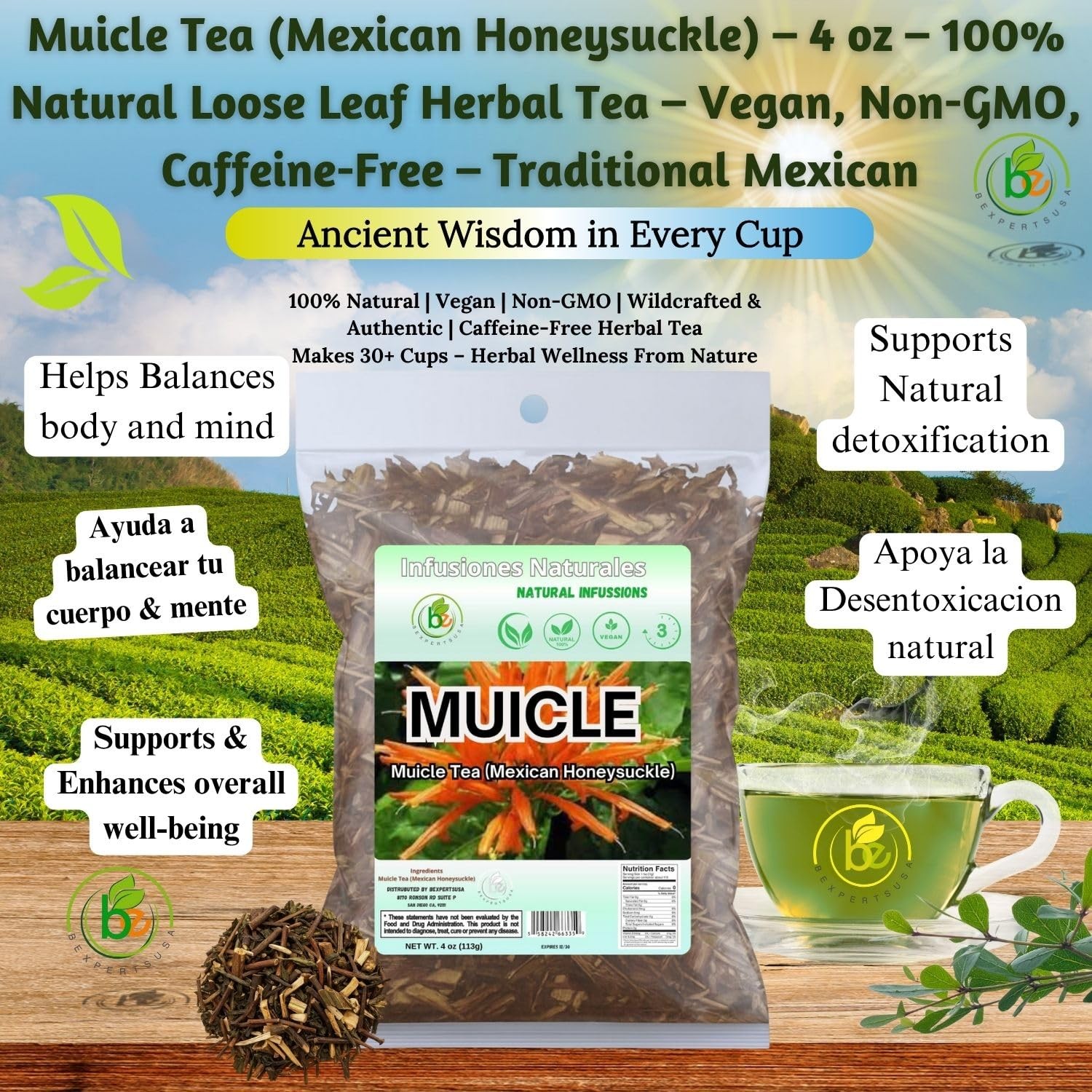 Mexican Honeysuckle Herbal Tea – 4 oz – 100 Natural, Vegan, Non-GMO