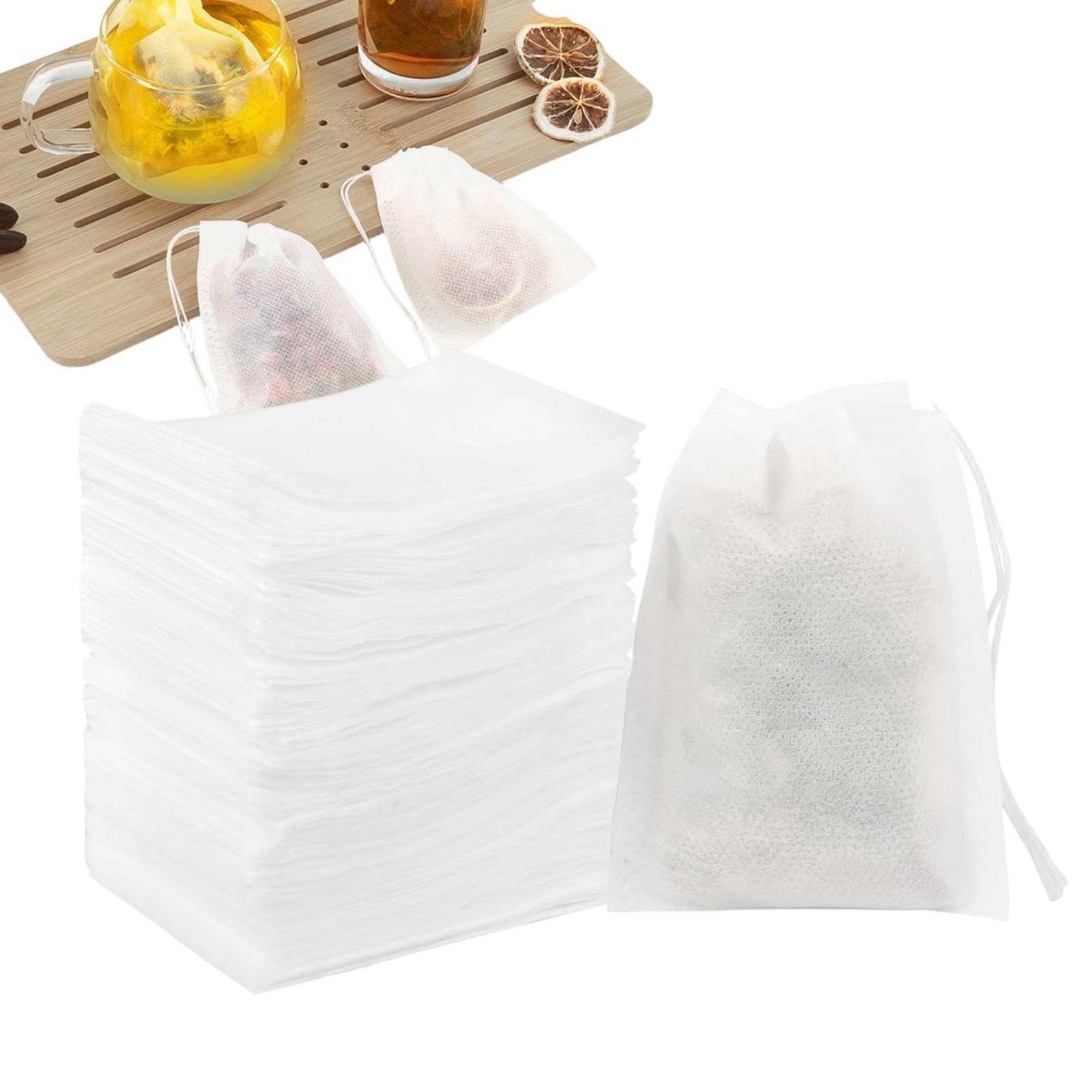 200 Disposable White Non-Woven EMPTY Tea Bags Drawstring Filter Bags For Spices