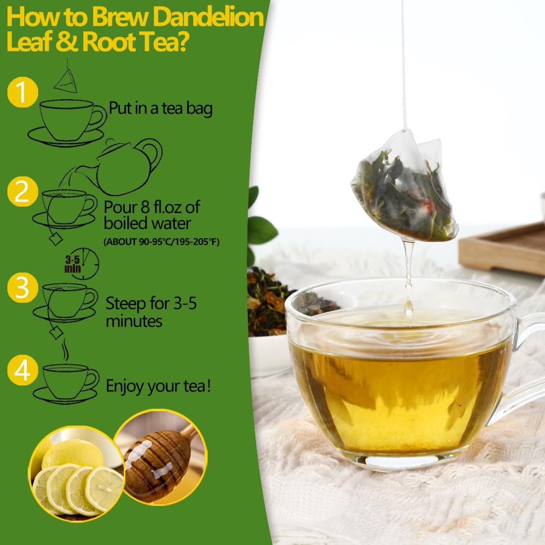 Dandelion Root & Leaf Tea 100 Bags, 7.06oz, Liver Detox, Natural, No Additives