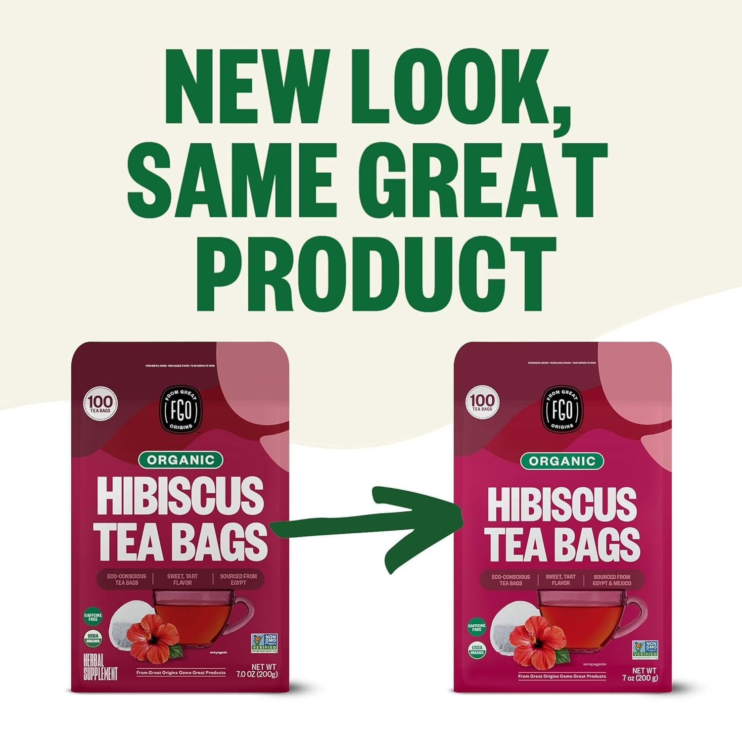 100 Count Organic Hibiscus Tea in Eco-Conscious Bags – Non-GMO & Caffeine-Free