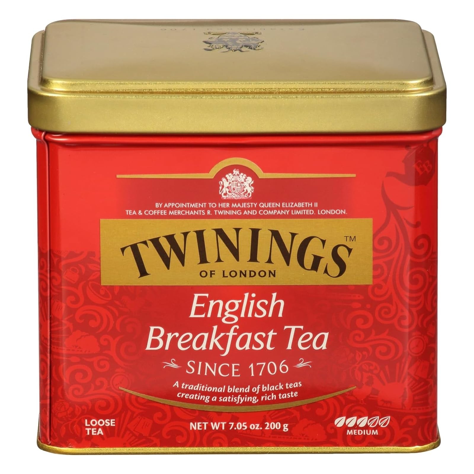 Twinings English Breakfast Loose Tea Tin 705 Ounce Robust Black Tea Pack of 1