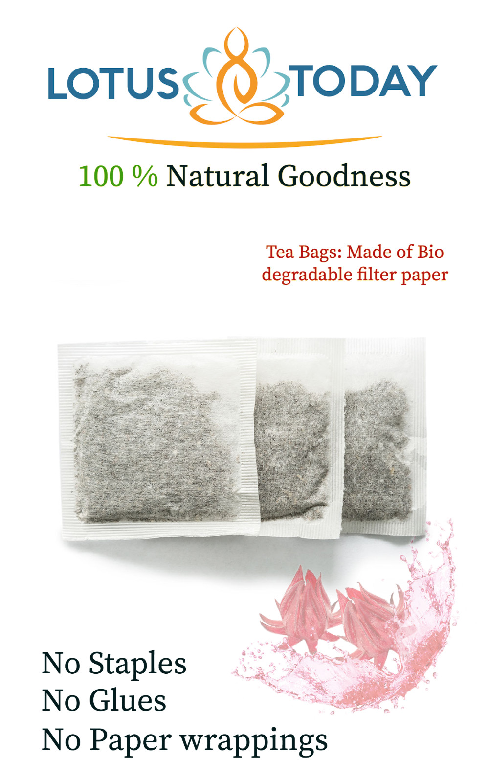 Organic Hibiscus tea, Dried Hibiscus Flowers – 20 Tea Bags, Relax Herbal tea