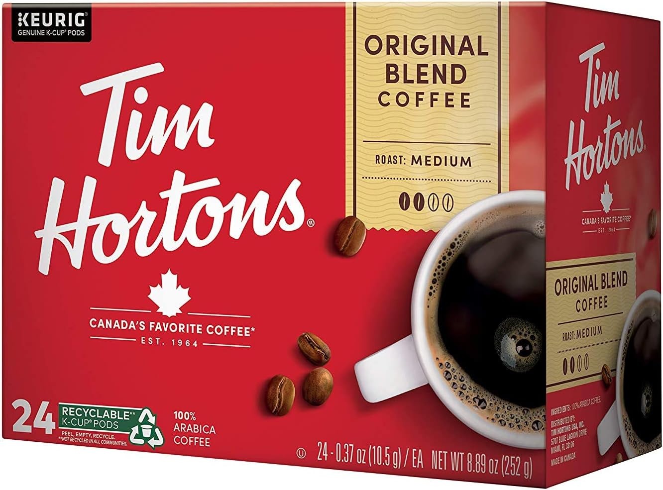 Tim Hortons Original Blend, Medium Roast Coffee, Single-Serve K-Cup Pods