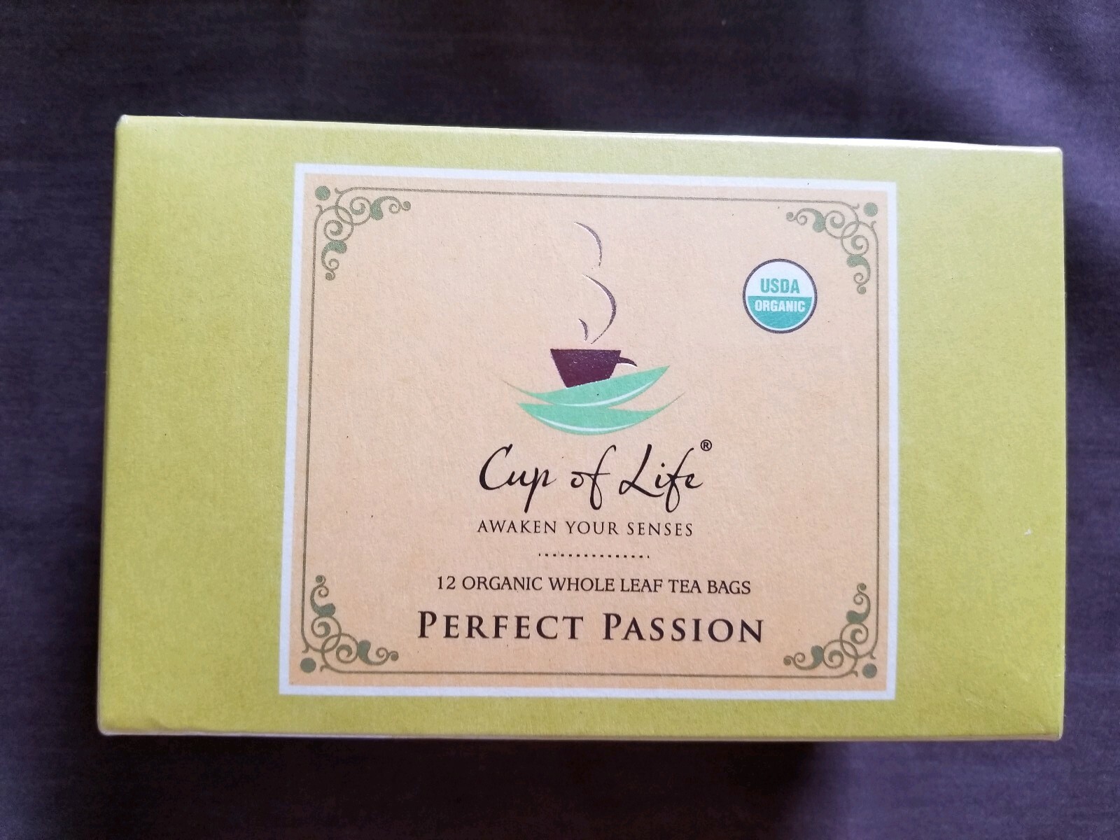 Cup of Life USDA Organic whole Leaf Green Tea, 12 Bags, EXP 3/2022,SEALED, New