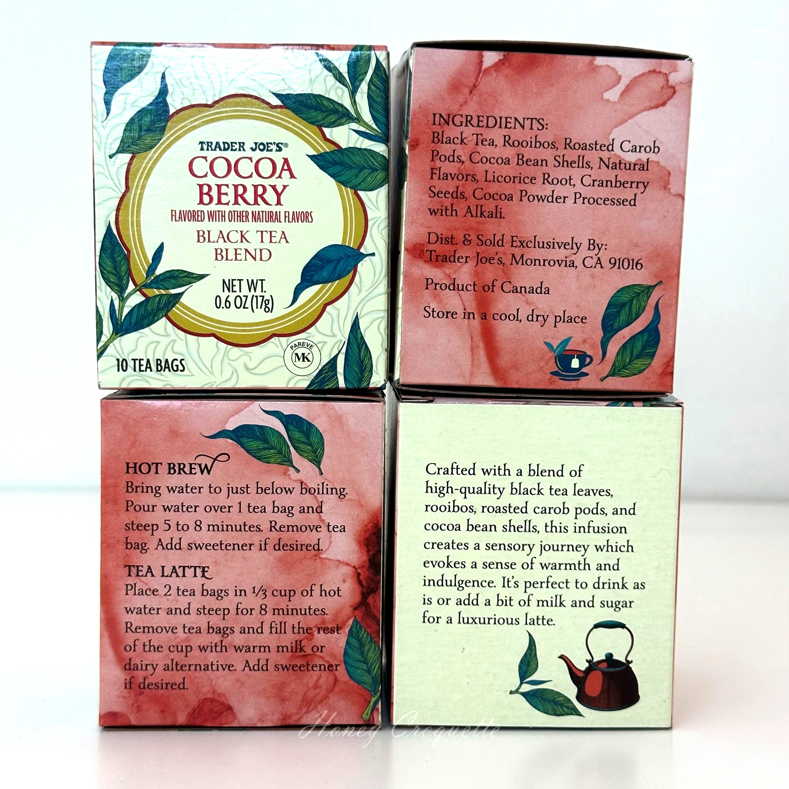 4 Packs Trader Joe’s Cocoa Berry Black Tea Blend 10 Tea bags Each, Total 40 bags