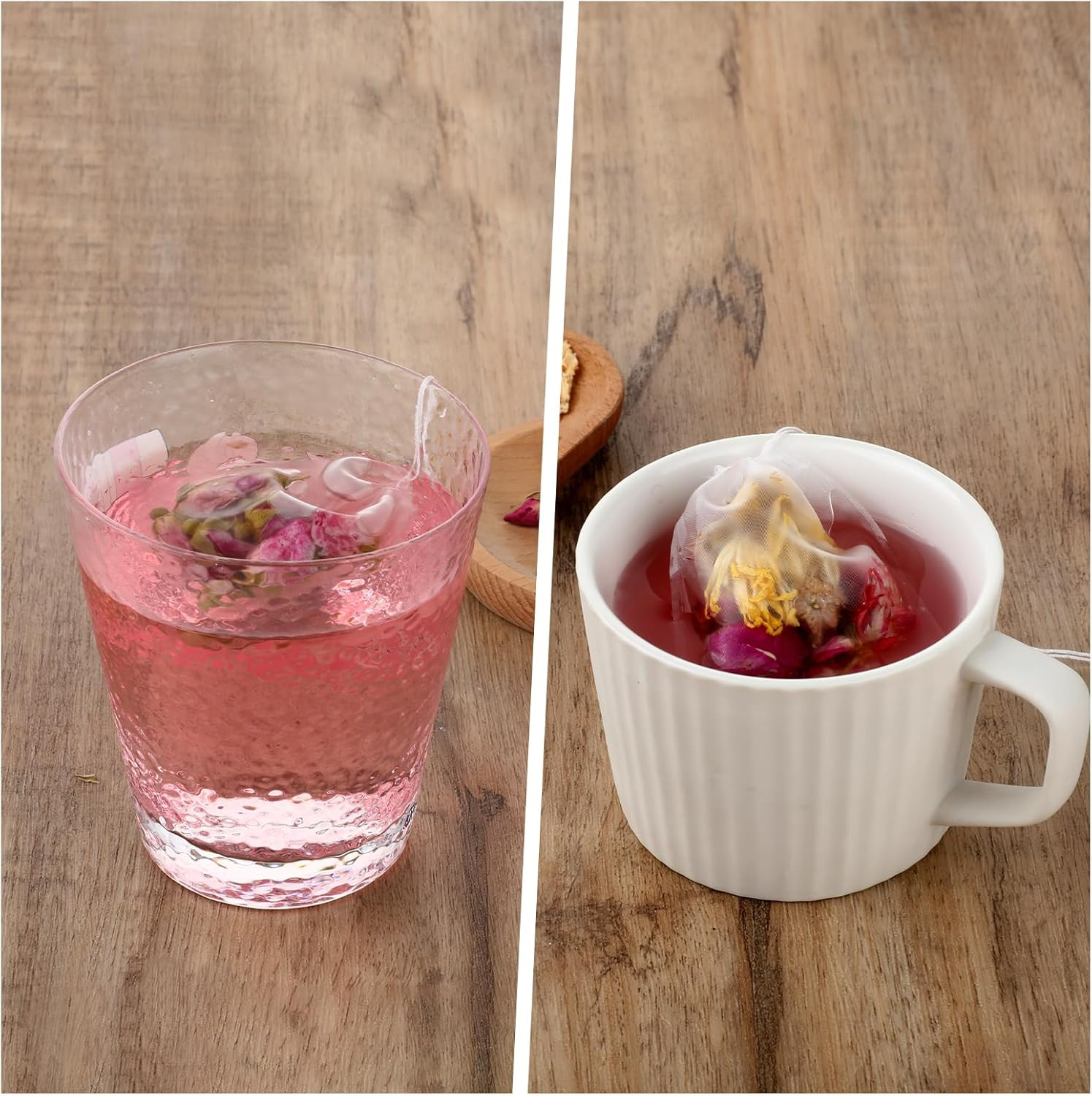 100 Pcs Loose Tea Bags Tea Filter Bags Disposable Mesh Small Drawstring Empty Te