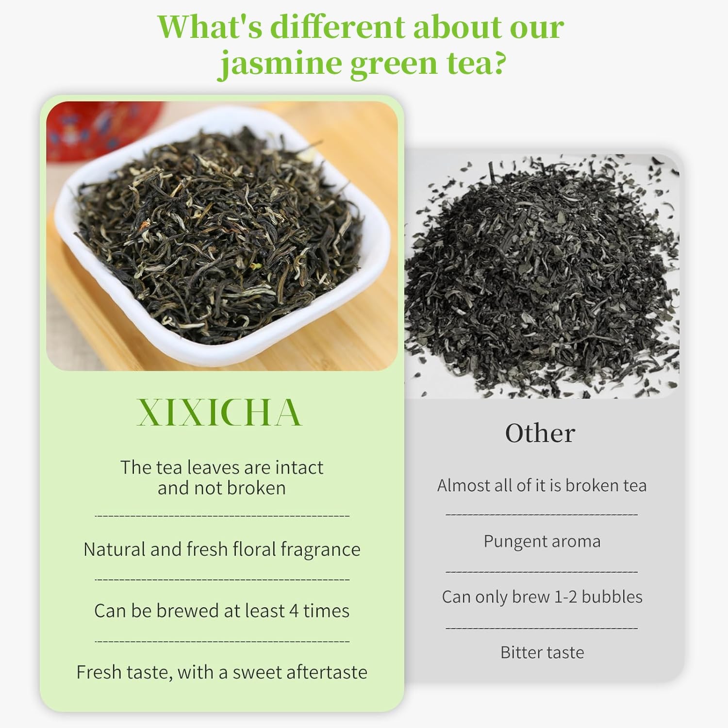 XIXICHA Jasmine Tea New Chinese Jasmine Green Tea Loose Leaf Chinese Tea Natu…