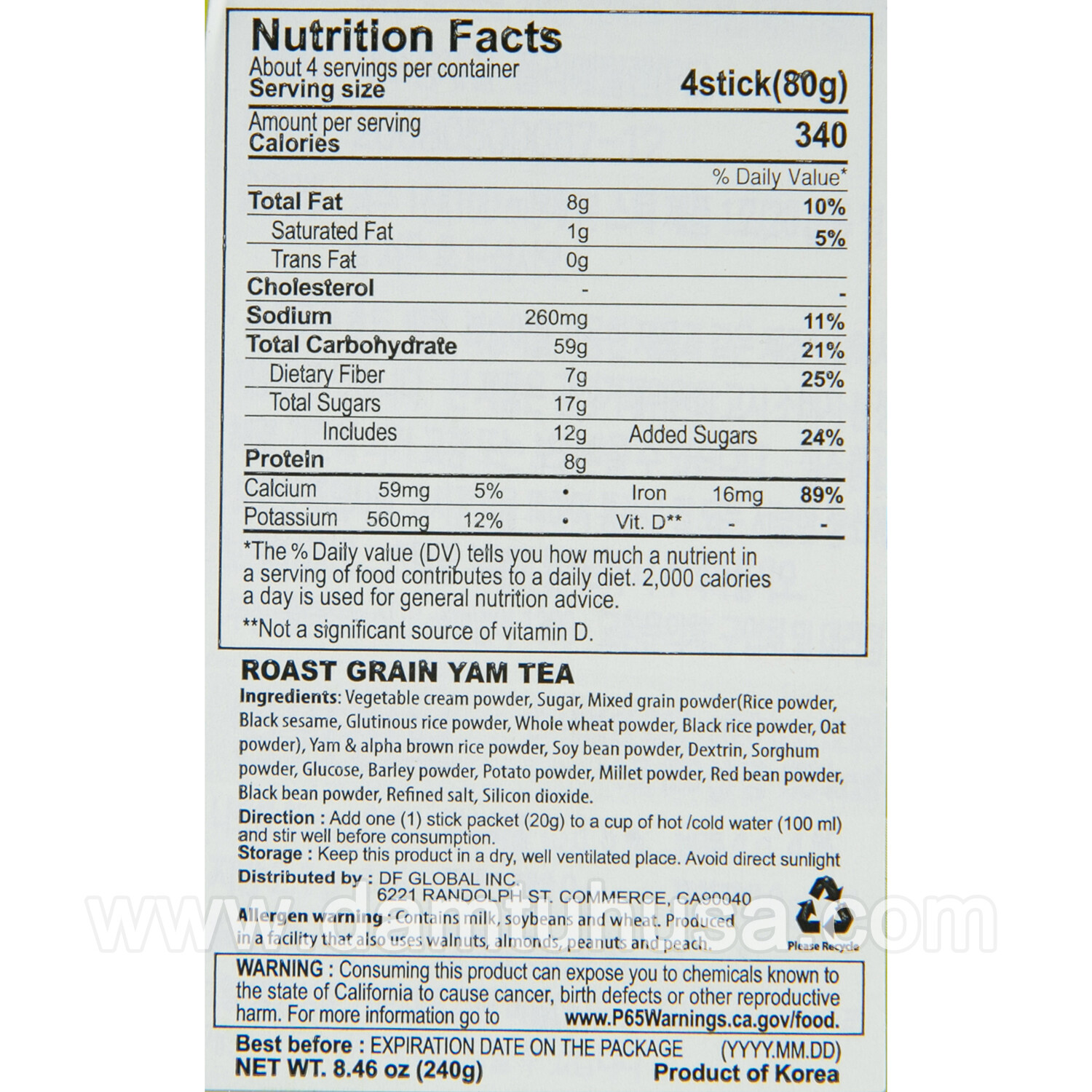 DAMTUH 15 Roasted Grains Mixed Powder Tea x 12 Sticks