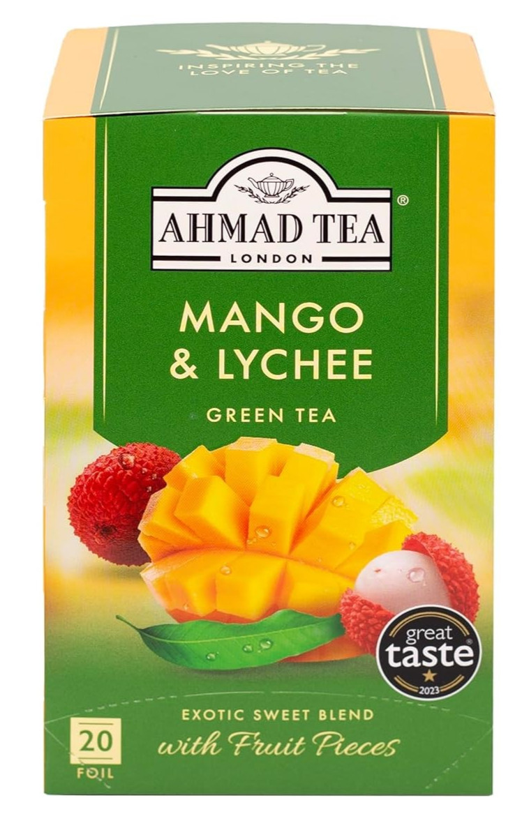AHMAD TEA Mango & Lychee Green Tea with Fruit Pieces 20 Tea Bags