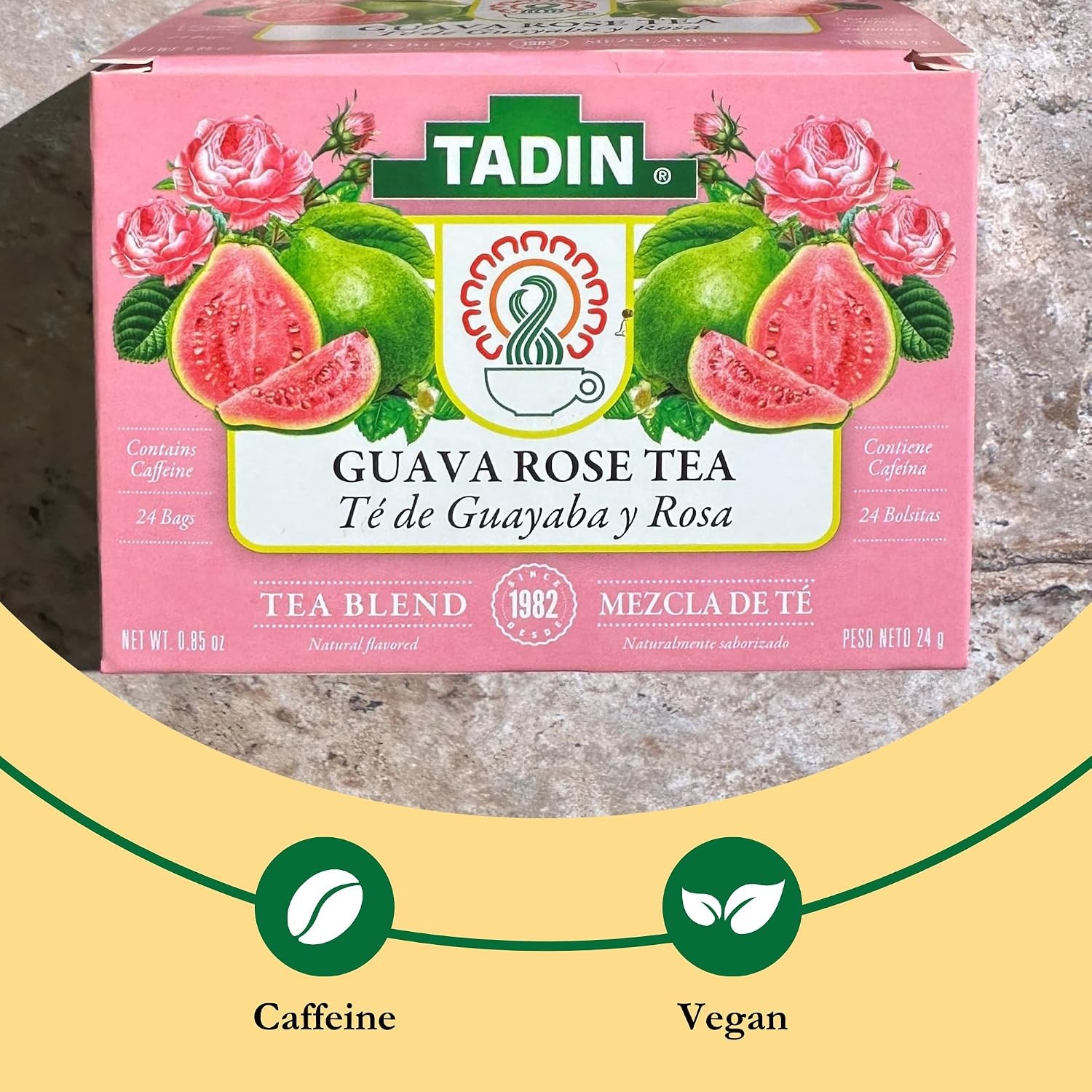 Guava Rose Tea, Contains Caffeine, 24 Tea Bags Per Box, Pack of 1