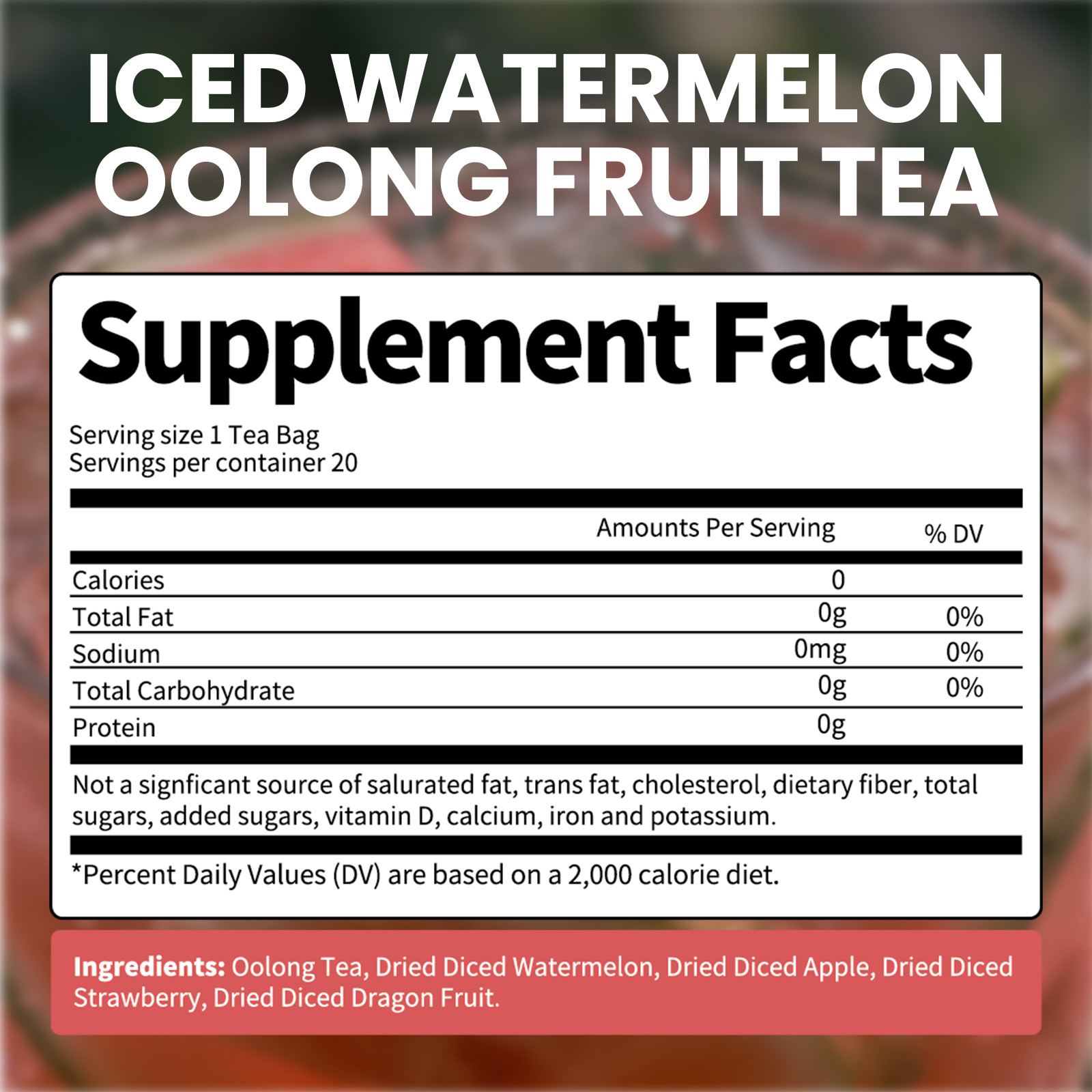 Iced Watermelon Flavor Oolong Tea Fruit-Infused Tea Cold Drinks Tea Bags