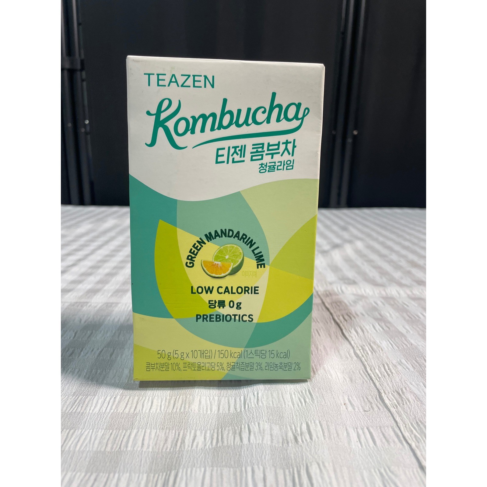 Teazen Kombucha Green Mandarin Lime 10 Sticks Low Calorie Prebiotics Drink Mix