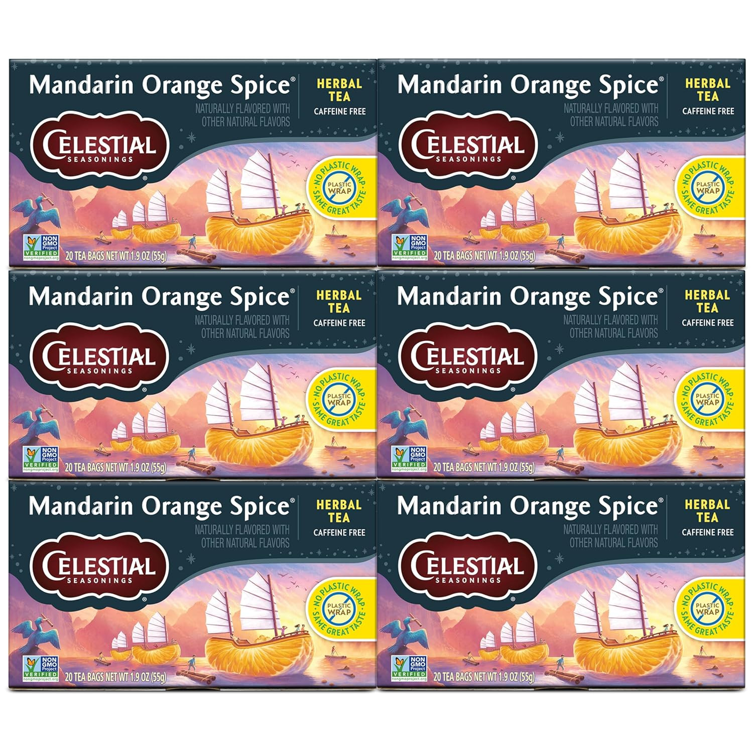 Bengal Spice Herbal Tea, Caffeine Free, 20 Tea Bags Box (Pack of 6)
