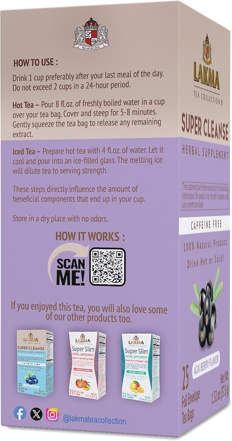 Refresh Your Digestive Health: Lakma Organic Super Cleanse Tea – 25 Bags