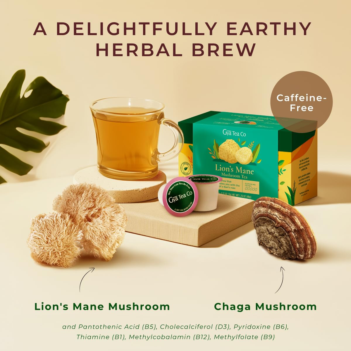 Gya Tea Co Lion’S Mane Mushroom Tea Gift Set (16 Count) – Decaf Tea Pod for Love