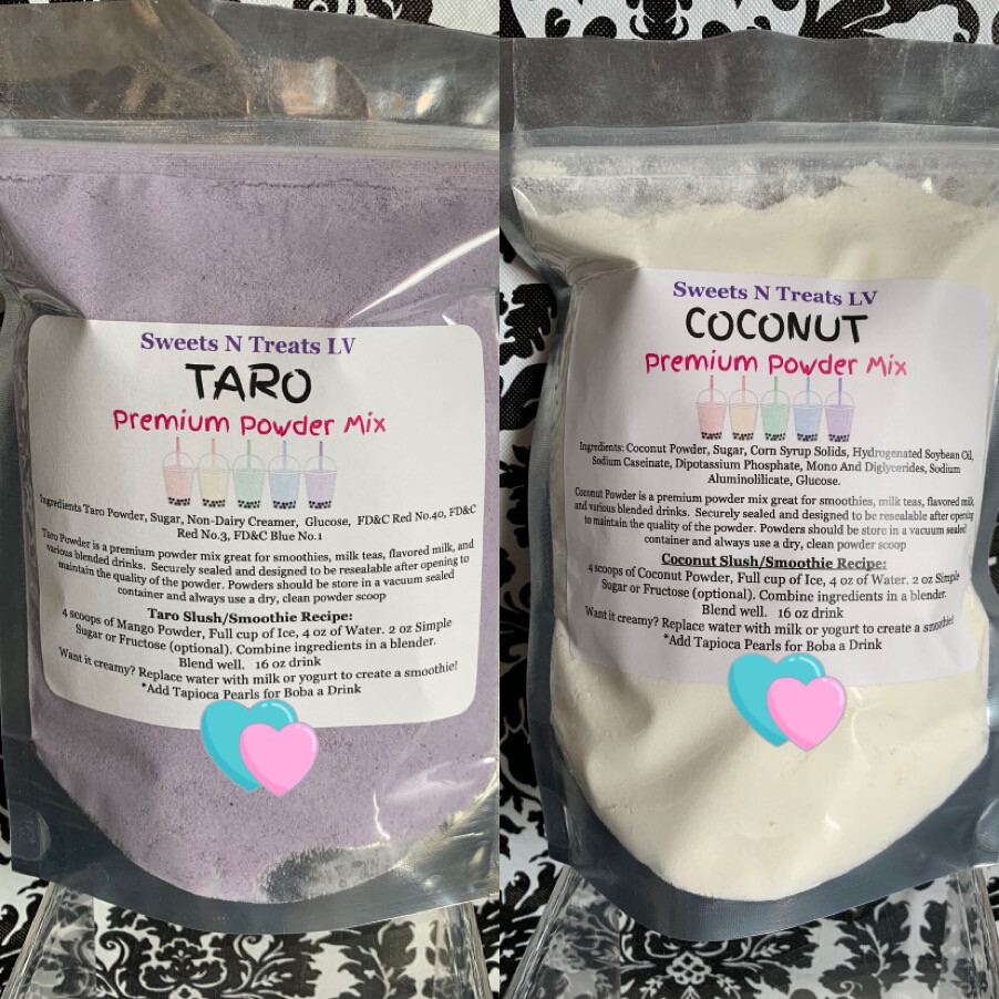 Premium TARO COCONUT Powder Boba Bubble Tea Tapioca Pearl Smoothie Slushy 12 oz