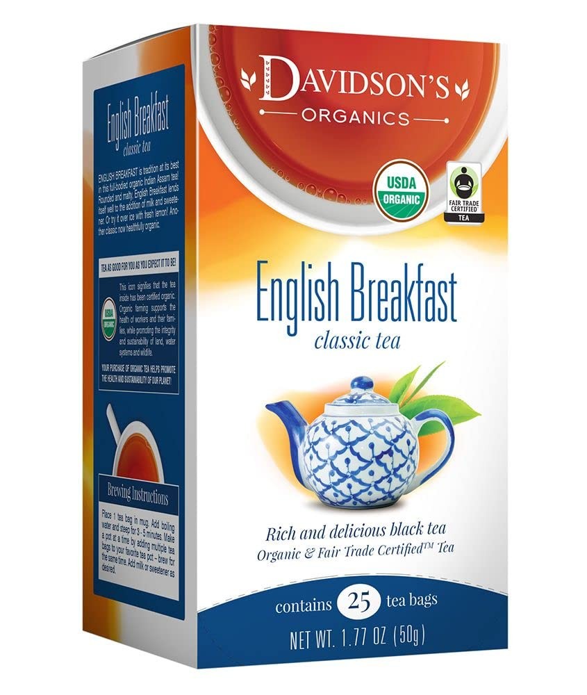 Davidson’s Organics, English Breakfast, 25-count Tea Bags, Pack of 6