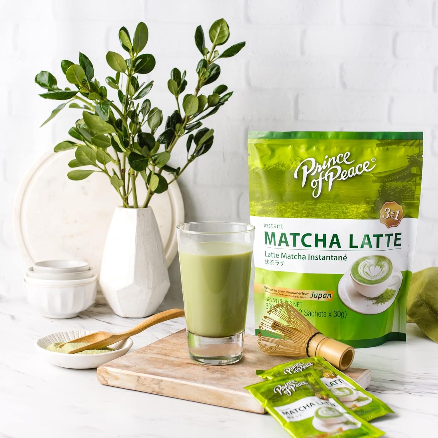 Prince of Peace 3 in 1 Matcha Latte Instant Beverage, 24 12 Count (Pack 1)