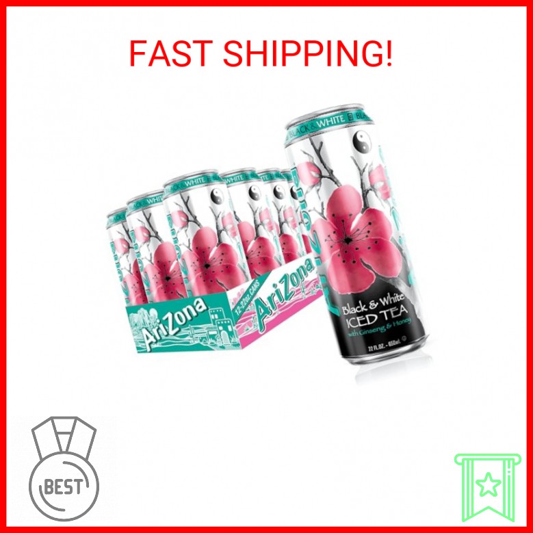 AriZona Black and White Tea – Big Can, 22 Fl Oz (Pack of 12)
