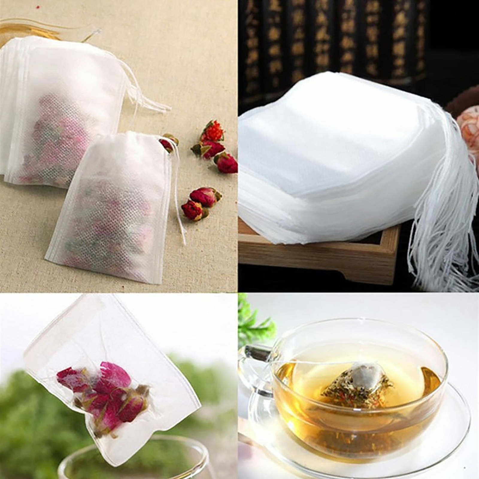 5x7cm Drawstring Closure Non-Woven Filter Bags for Hot Herbal/Black/Green Tea