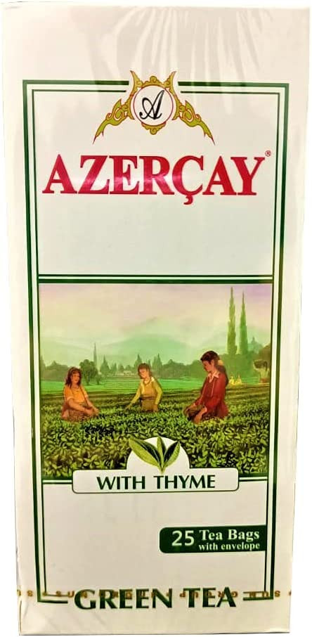 AzerCay Green Tea THYME 25tb зеленый чай с Чабрецом NO GMO KOSHER AZERBAIJAN