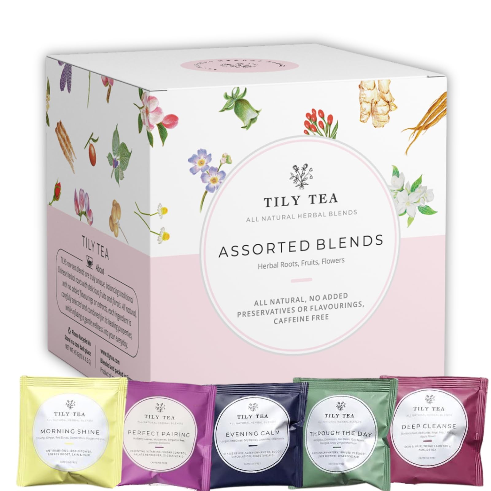 Assorted Herbal Tea Box – 5 Flavors of Caffeine-Free Tea – Morning Shine, Thr…