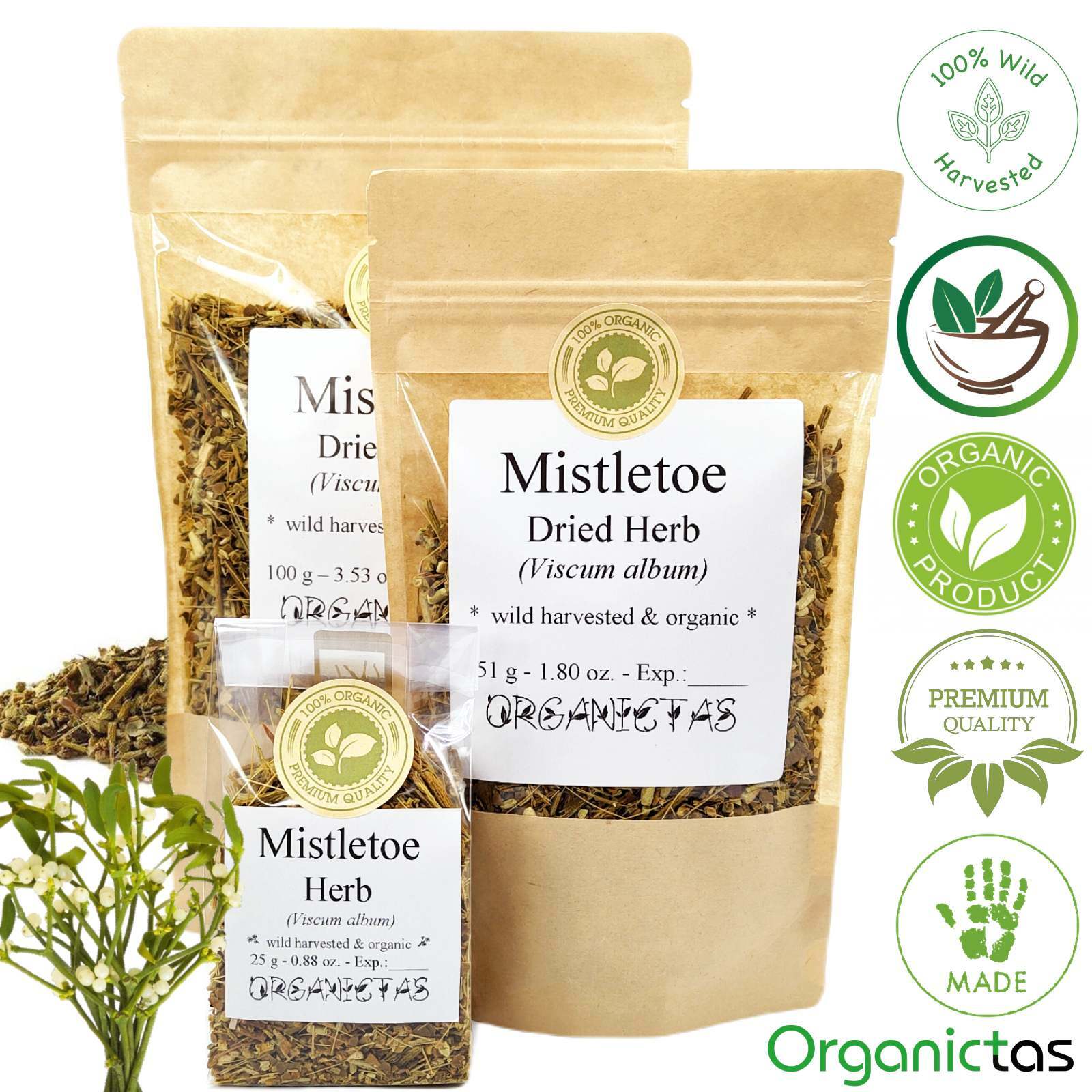 Organic Mistletoe Tea Wildcrafted Preservatives-Free Premium Quality Herbal Tea