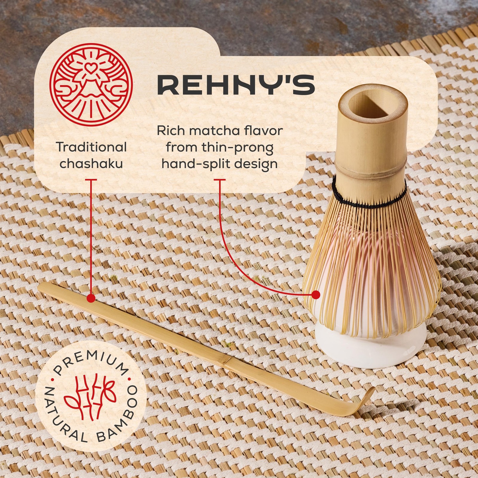 Rehny’s Matcha Whisk Set | Complete Pink Matcha Set w/Heart-Shaped Bowl, Whis…